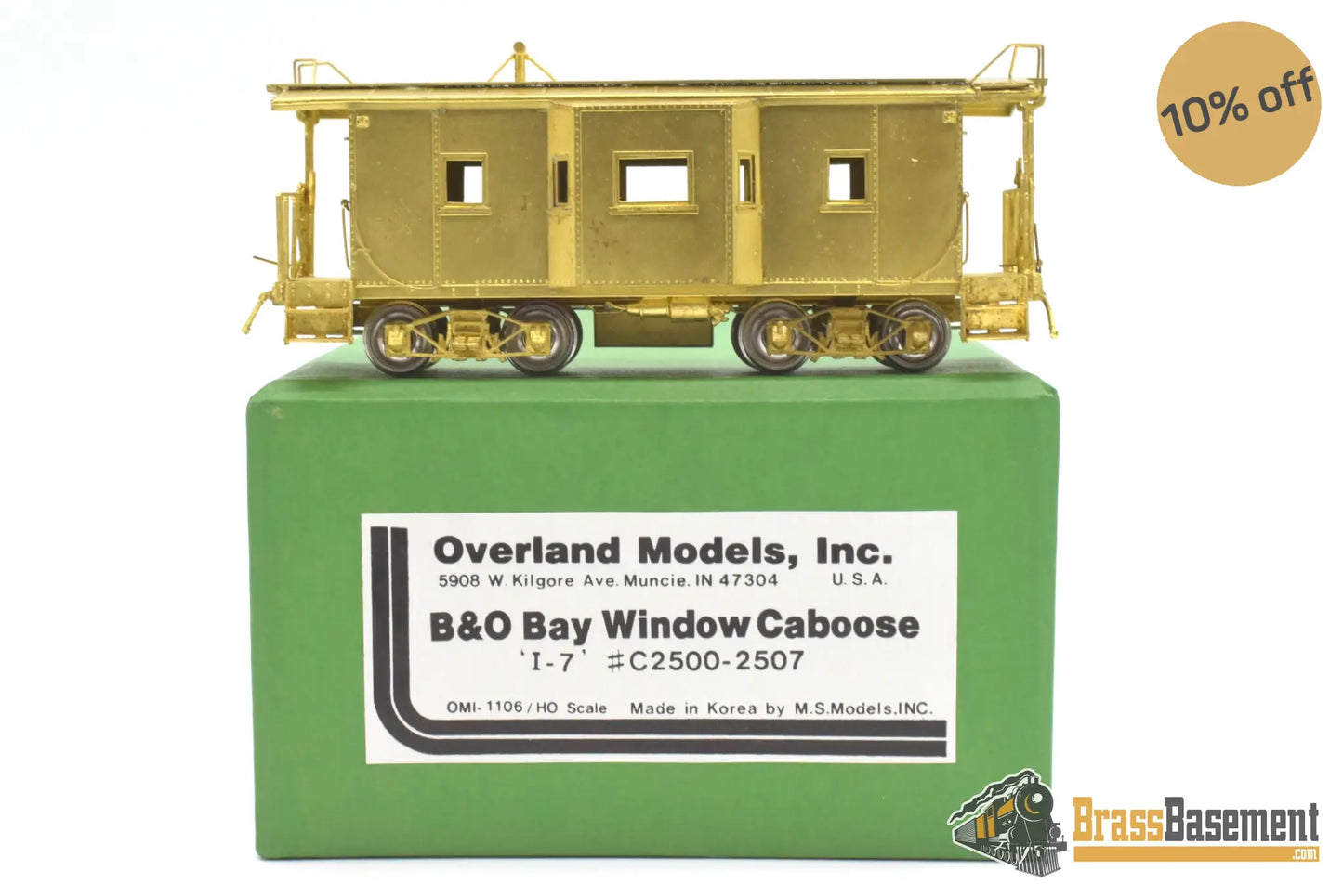 Ho Brass - Omi 1106 Baltimore & Ohio B&O Bay Window Caboose Unpainted