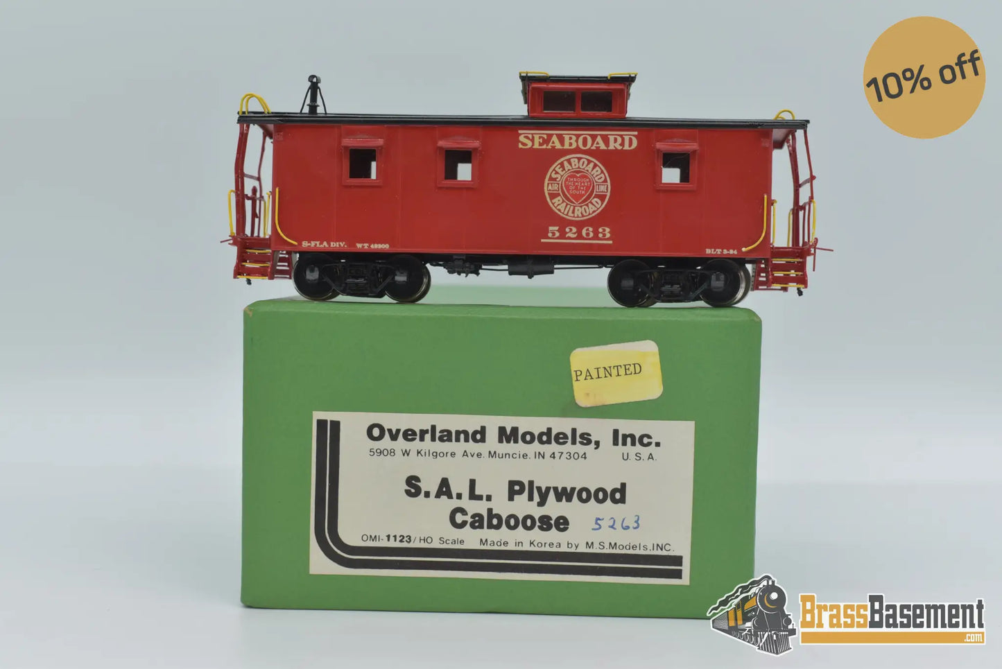 Ho Brass - Omi 1123.1 Seaboard Air Line Sal Plywood Caboose Factory Paint