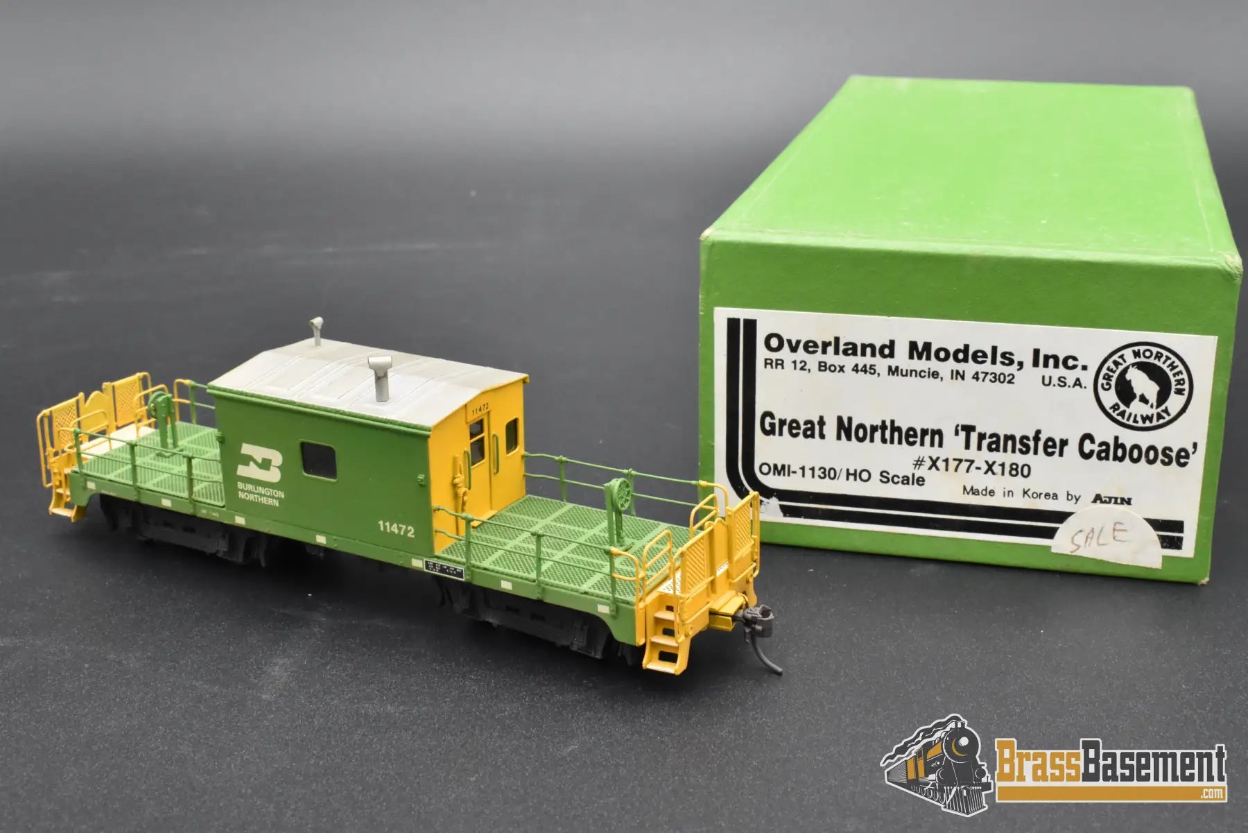 HO Brass – OMI 1130 BN Burlington Northern Transfer Caboose – #11472 – F/P – Mint Caboose