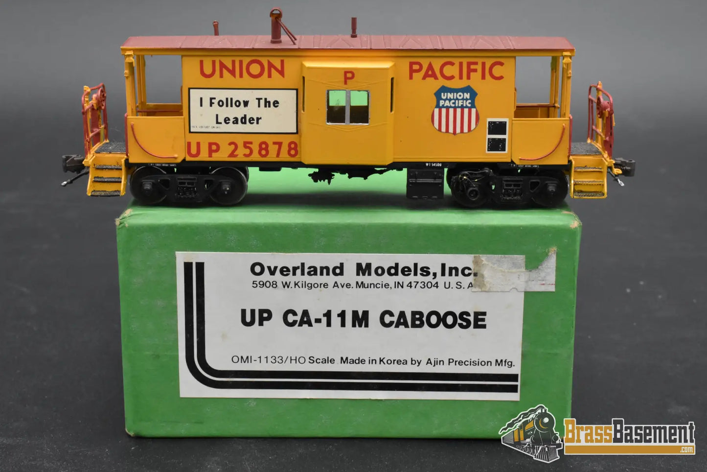 HO Brass – OMI 1133 UP CA-11M Caboose #25878 “I Follow the Leader” – FP – Ajin – Mint Caboose