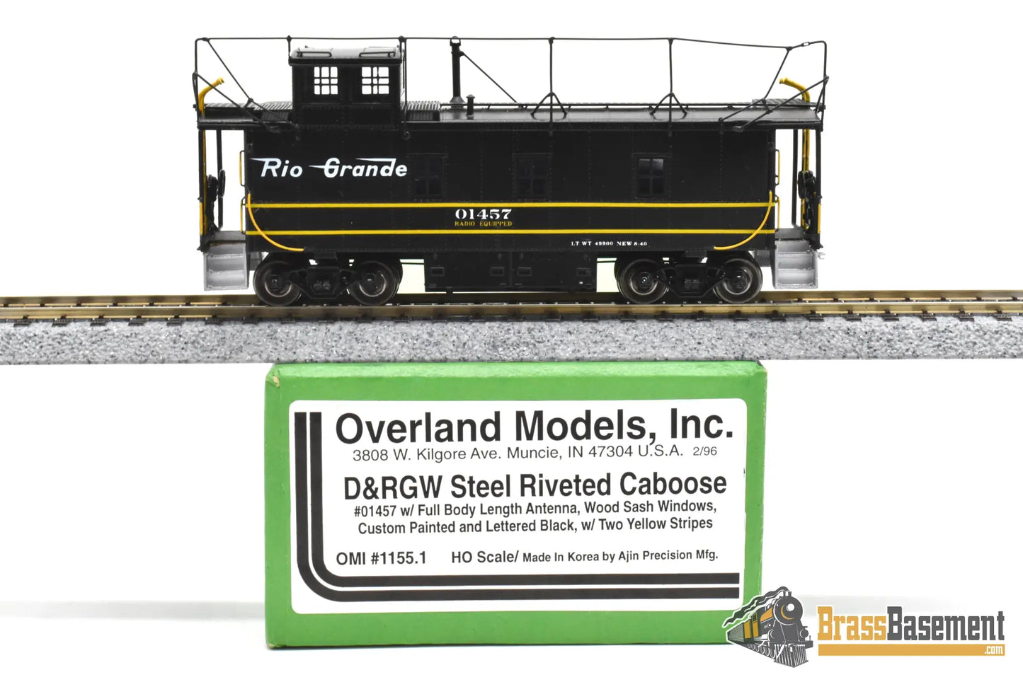 HO Brass - OMI 1155.1 Rio Grande DRGW Steel Riveted Caboose W/ Antenna - F/P Black Yellow Stripes Caboose