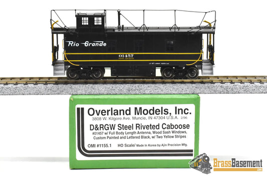 HO Brass - OMI 1155.1 Rio Grande DRGW Steel Riveted Caboose W/ Antenna - F/P Black Yellow Stripes Caboose