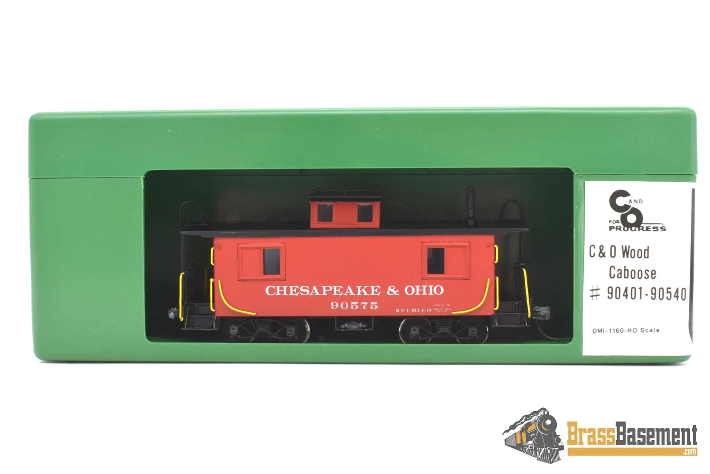 Ho Brass - Omi - 1160 C&O Chesapeake & Ohio Wood Caboose #90575 Pro Paint
