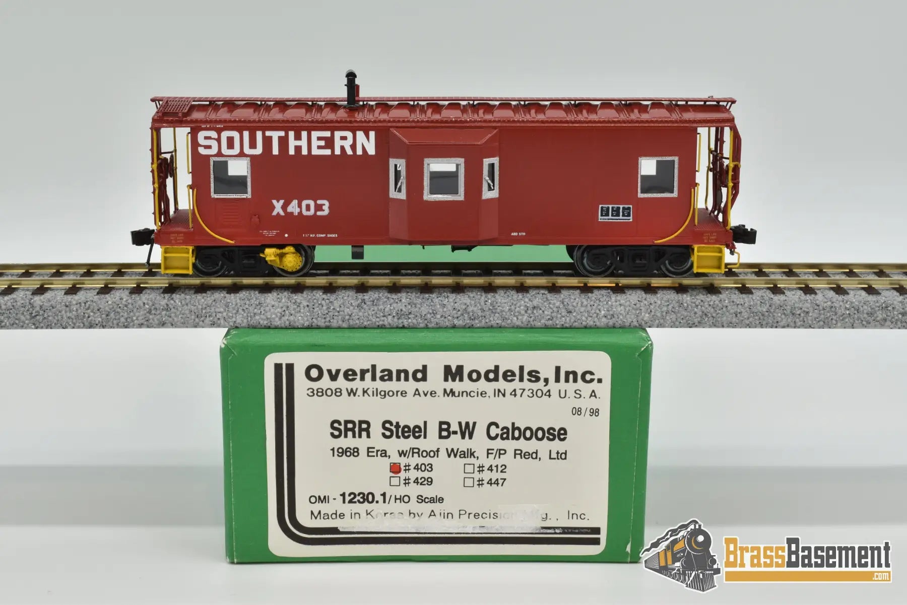Ho Brass - Omi 1230.1 Southern Srr Steel Bay Window Caboose Mint