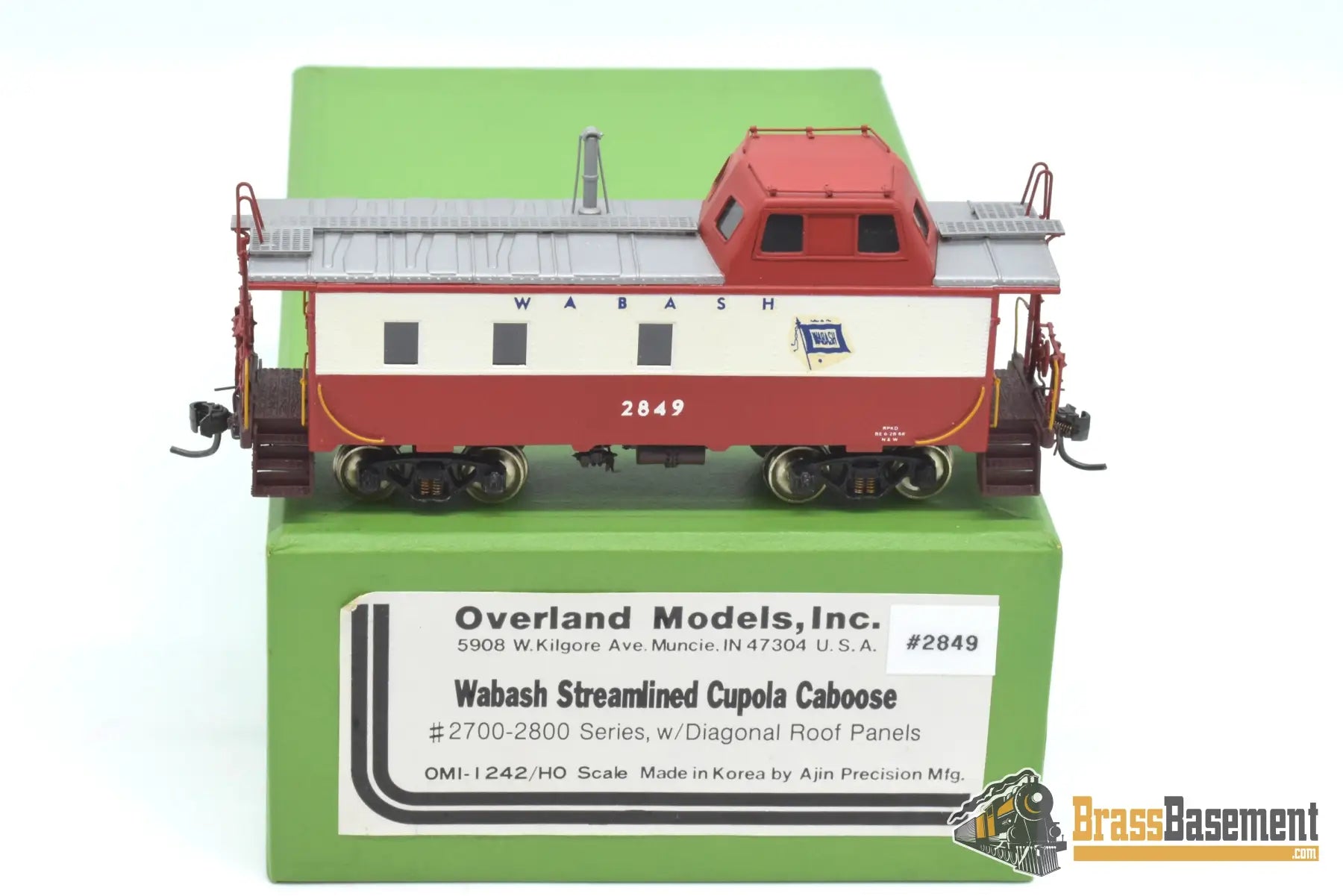 Ho Brass - Omi 1242 Wabash Streamlined Caboose #2849 Custom Painted Red/White/Blue Freight