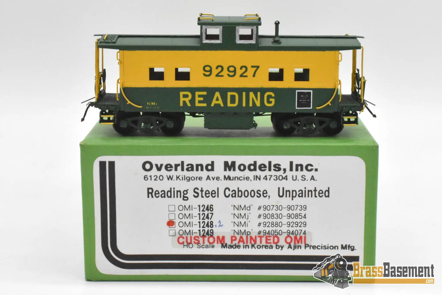 HO Brass - OMI 1248.2 Reading ’NMi’ Steel Caboose #92927 - CPOMI Green Yellow - Caboose