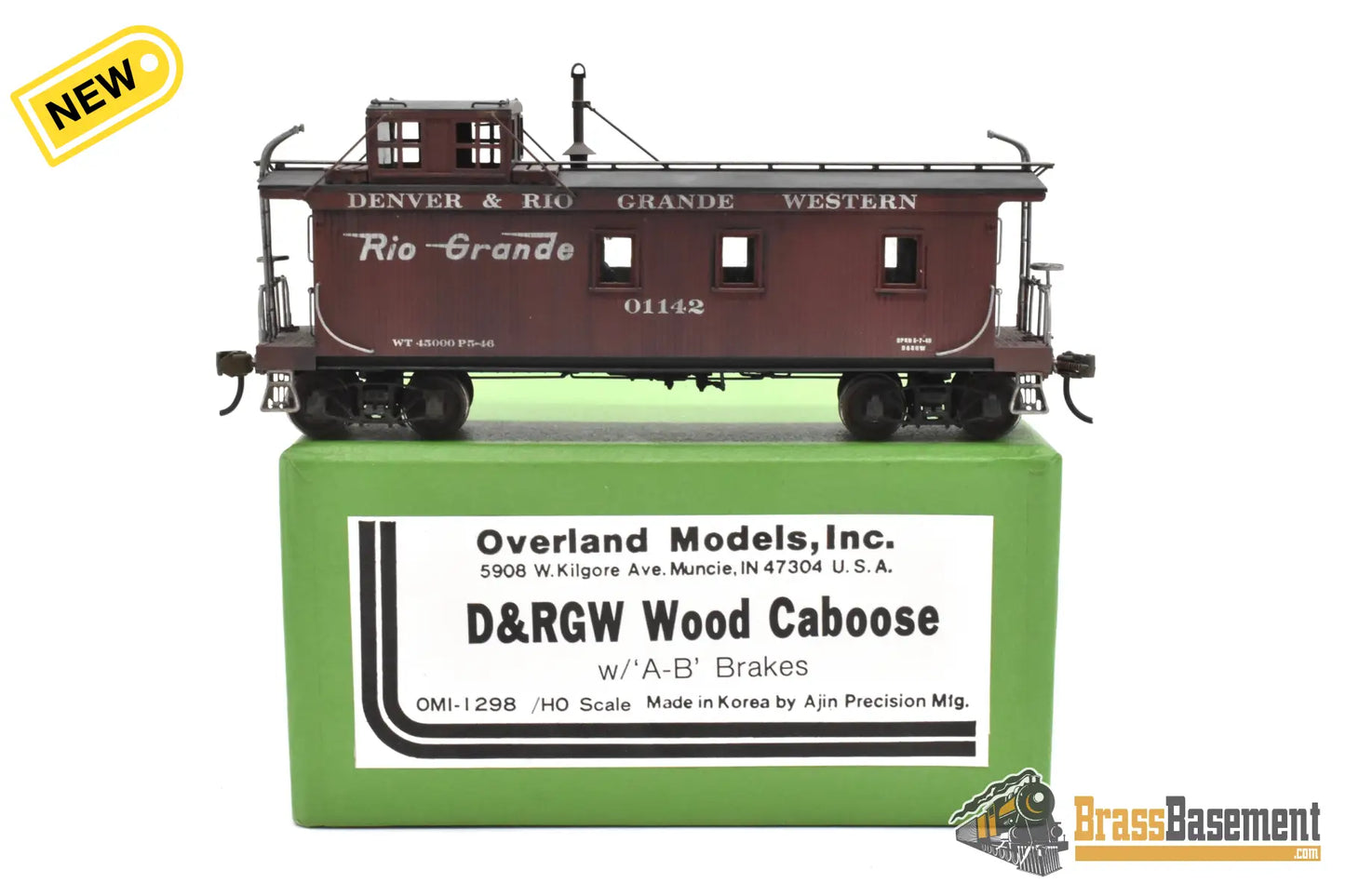 HO Brass - OMI 1298 Rio Grande DRGW Wood Caboose with A-B Brakes - Spoelma Paint & Weathering Caboose