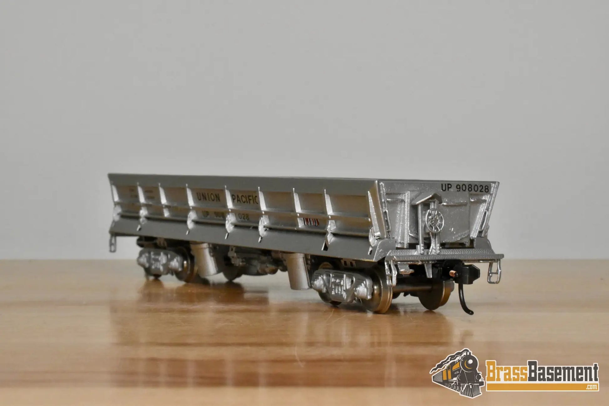 HO Brass – OMI 1317 – Union Pacific Paccar Side Dump Car #908028 – Custom Painted - Brass Maintenance-of-Way Car