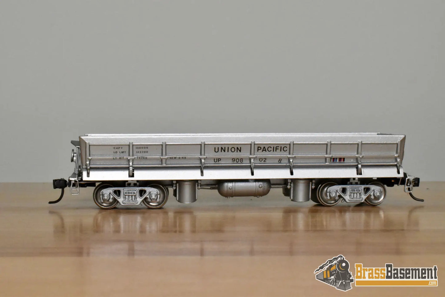 HO Brass – OMI 1317 – Union Pacific Paccar Side Dump Car #908028 – Custom Painted - Brass Maintenance-of-Way Car