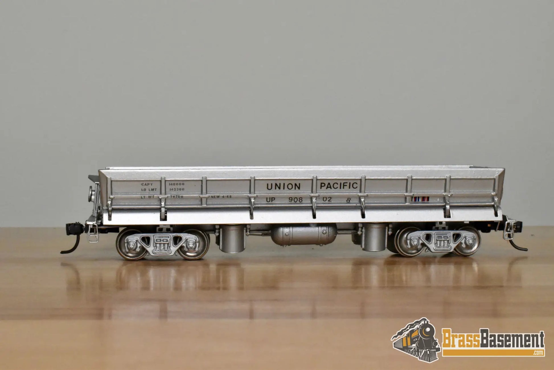 HO Brass – OMI 1317 – Union Pacific Paccar Side Dump Car #908028 – Custom Painted - Brass Maintenance-of-Way Car
