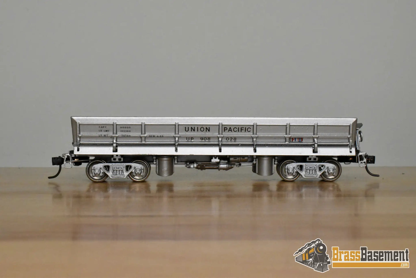 HO Brass – OMI 1317 – Union Pacific Paccar Side Dump Car #908028 – Custom Painted - Brass Maintenance-of-Way Car