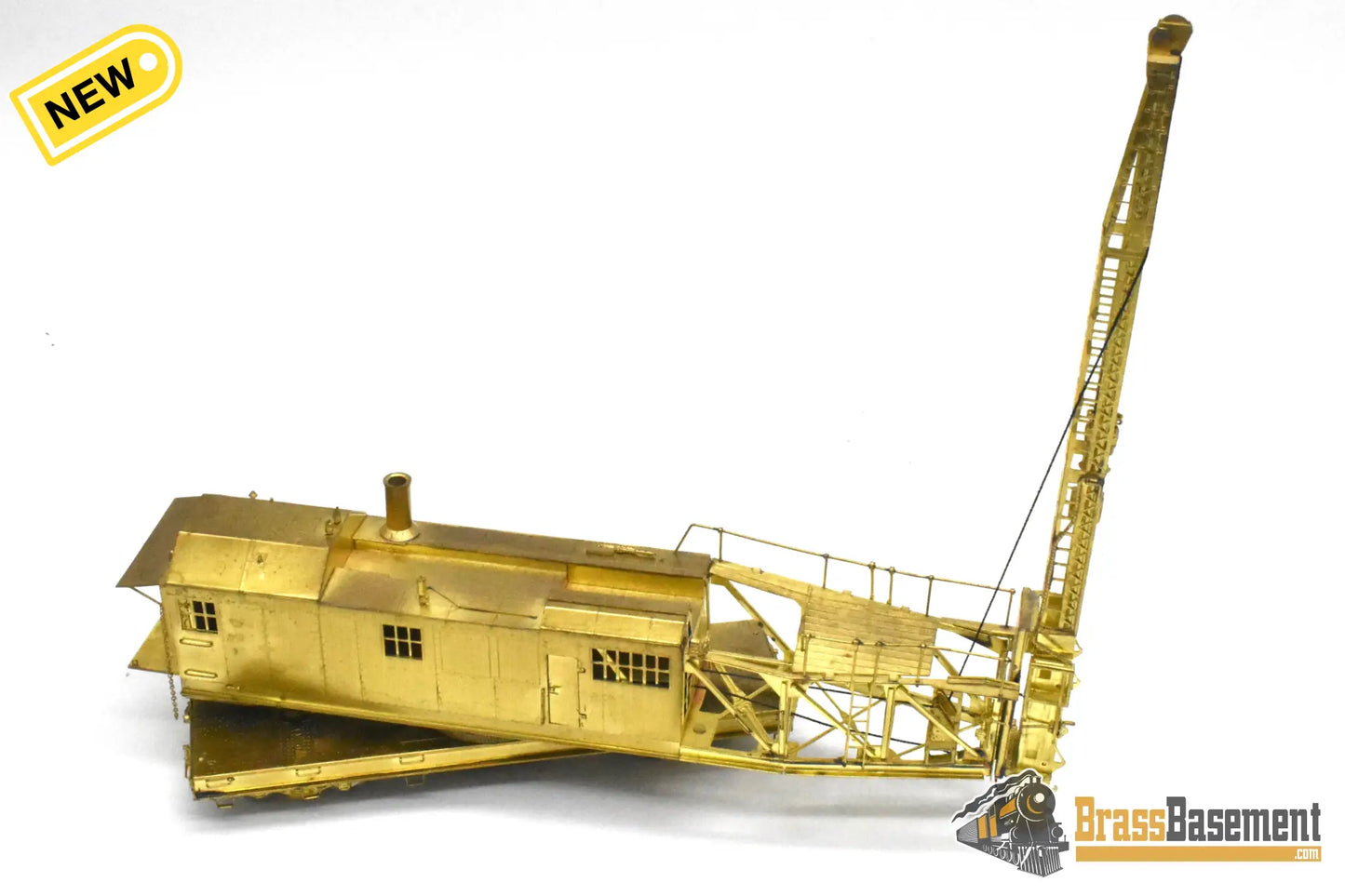 HO Brass – OMI 1327 – Union Pacific Straight-Underframe Pile Driver #03114 – Unpainted - Brass Maintenance-of-Way