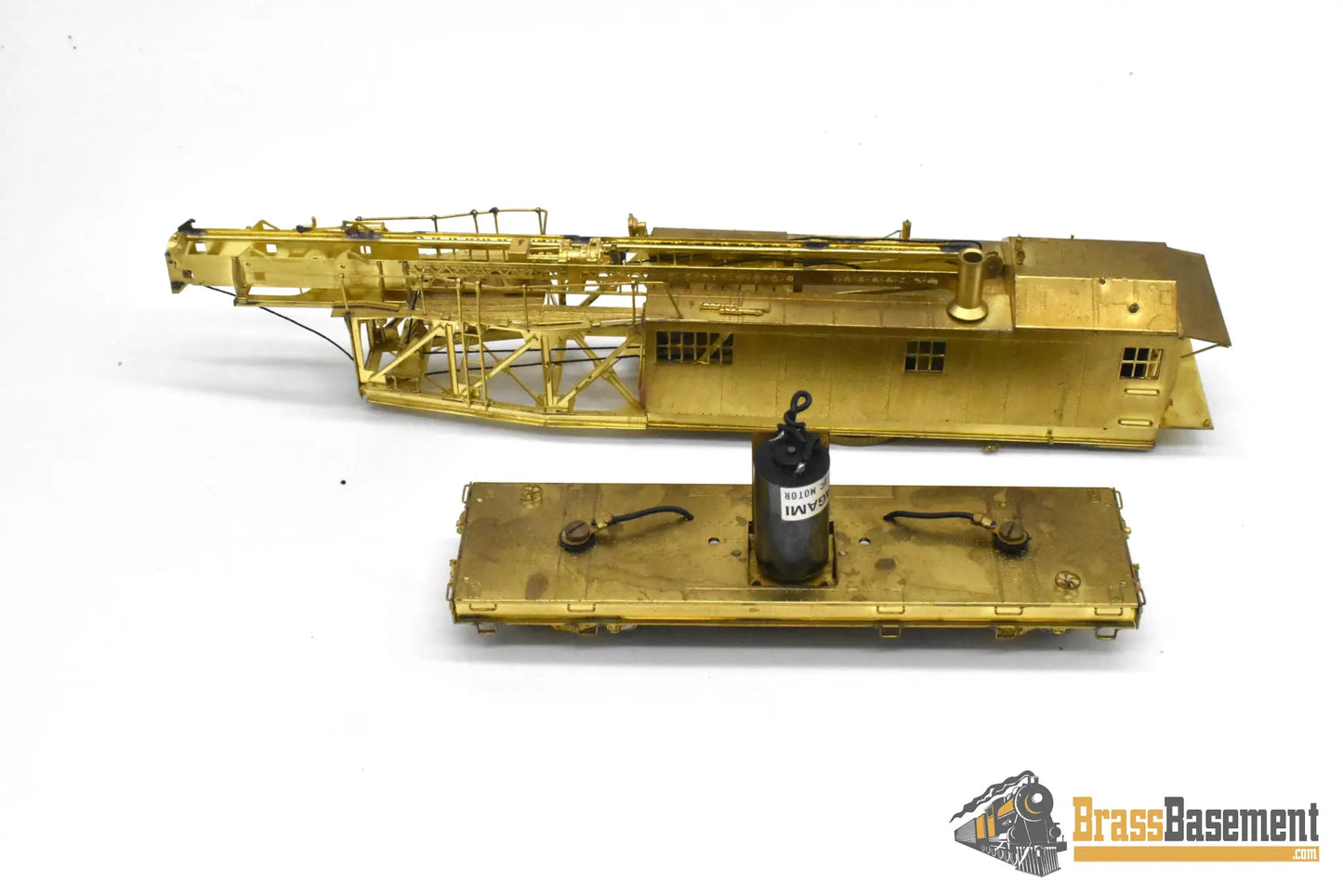 HO Brass – OMI 1327 – Union Pacific Straight-Underframe Pile Driver #03114 – Unpainted - Brass Maintenance-of-Way