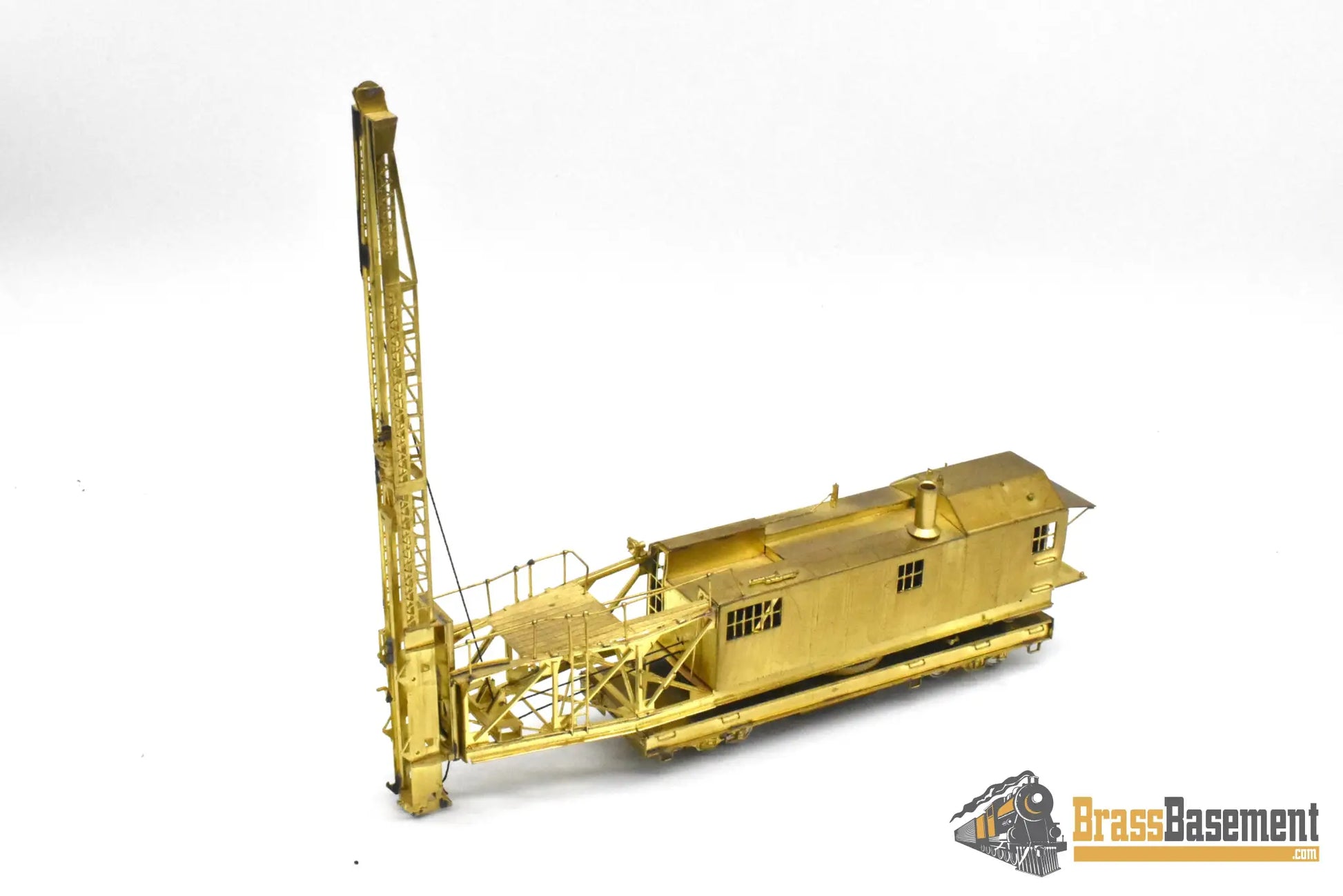 HO Brass – OMI 1327 – Union Pacific Straight-Underframe Pile Driver #03114 – Unpainted - Brass Maintenance-of-Way