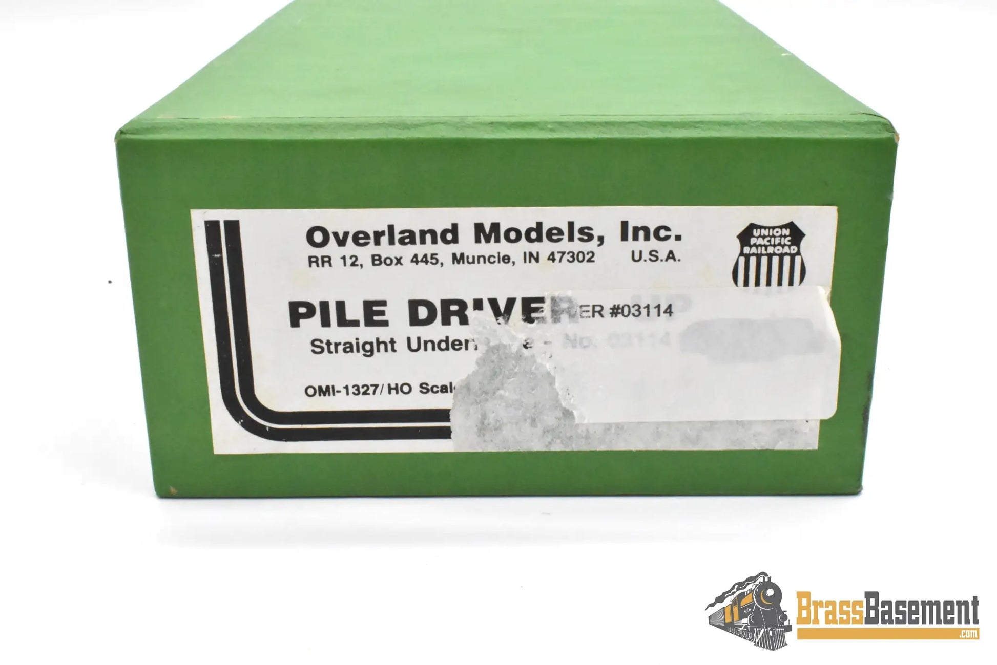HO Brass – OMI 1327 – Union Pacific Straight-Underframe Pile Driver #03114 – Unpainted - Brass Maintenance-of-Way