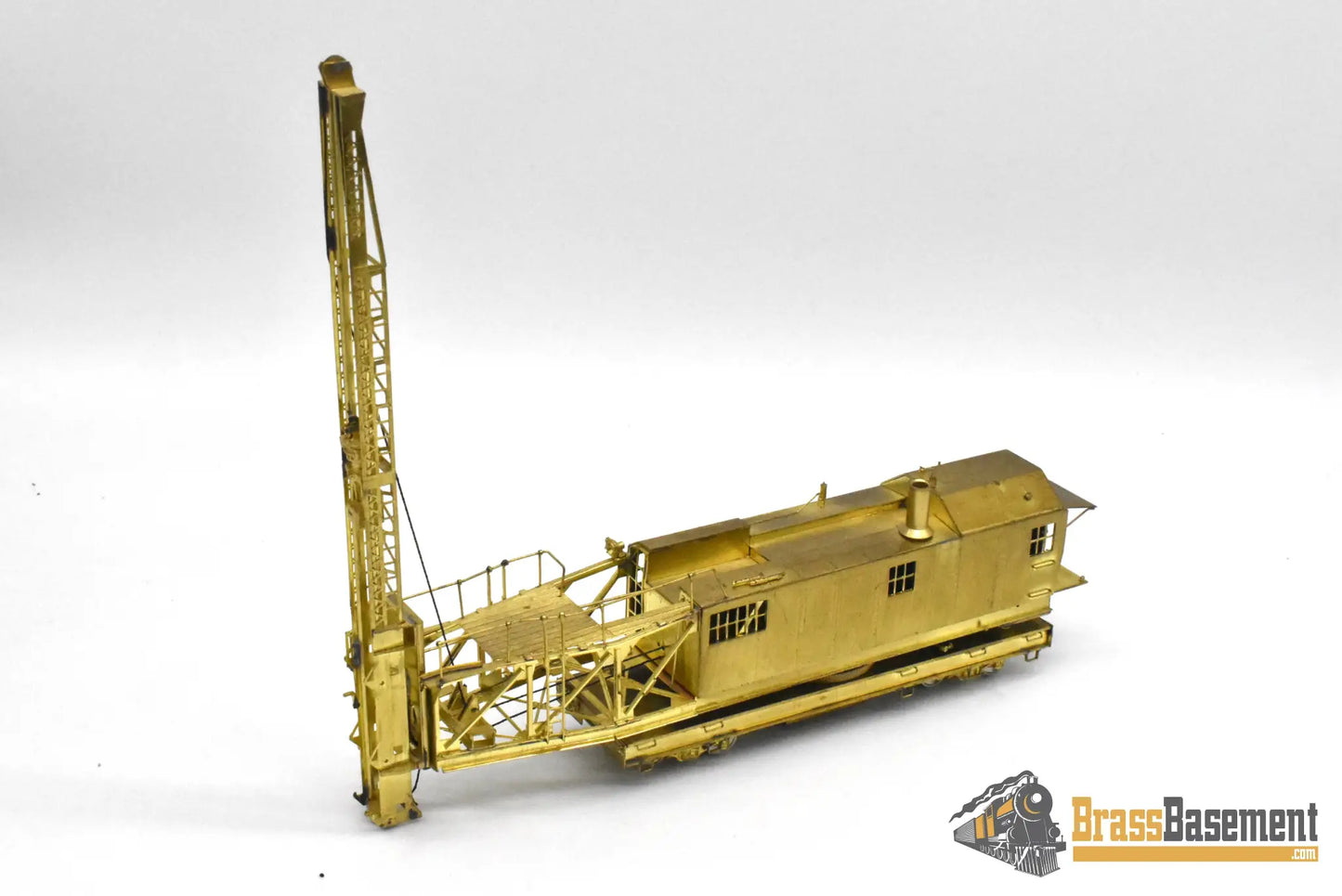 HO Brass – OMI 1327 – Union Pacific Straight-Underframe Pile Driver #03114 – Unpainted - Brass Maintenance-of-Way