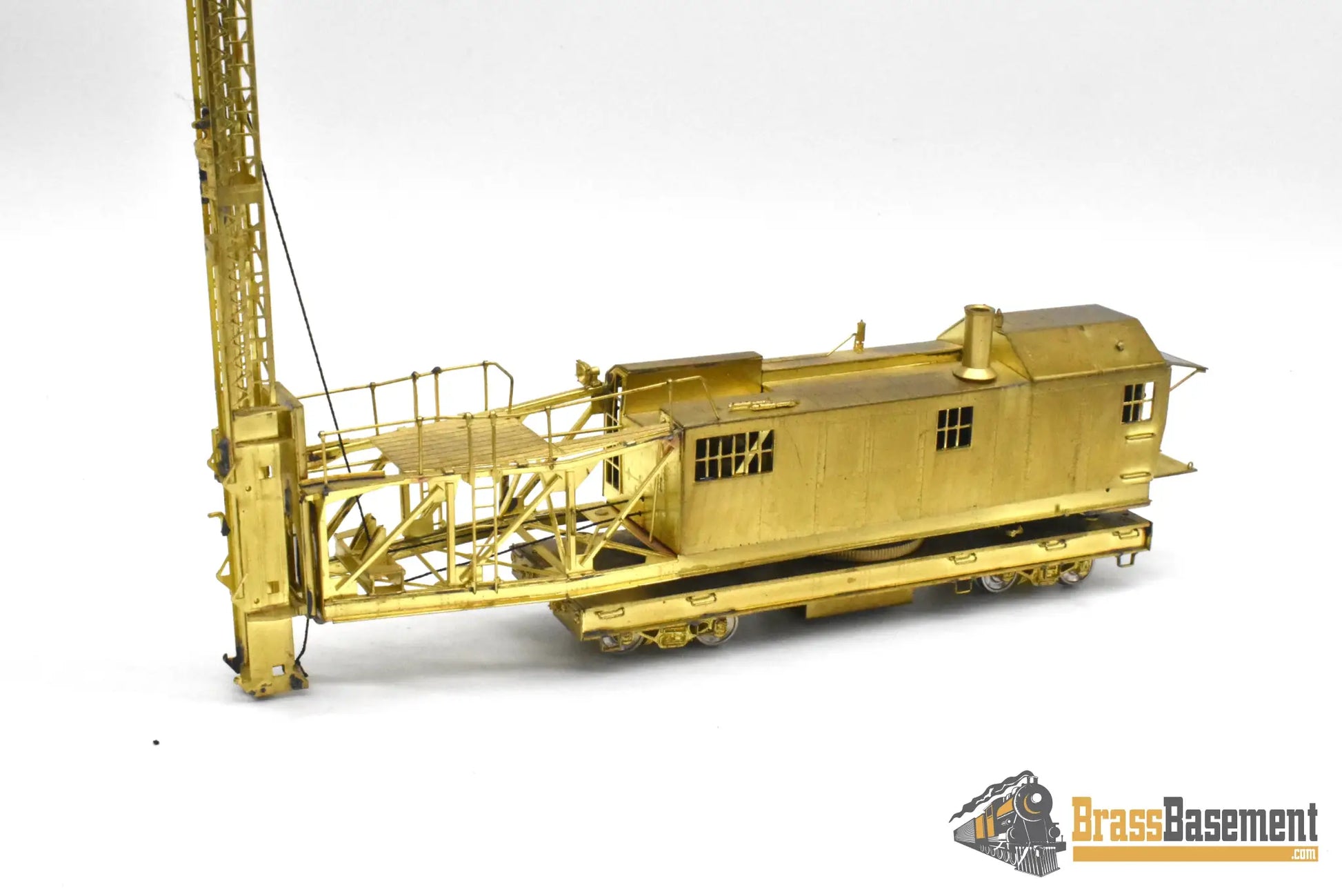 HO Brass – OMI 1327 – Union Pacific Straight-Underframe Pile Driver #03114 – Unpainted - Brass Maintenance-of-Way
