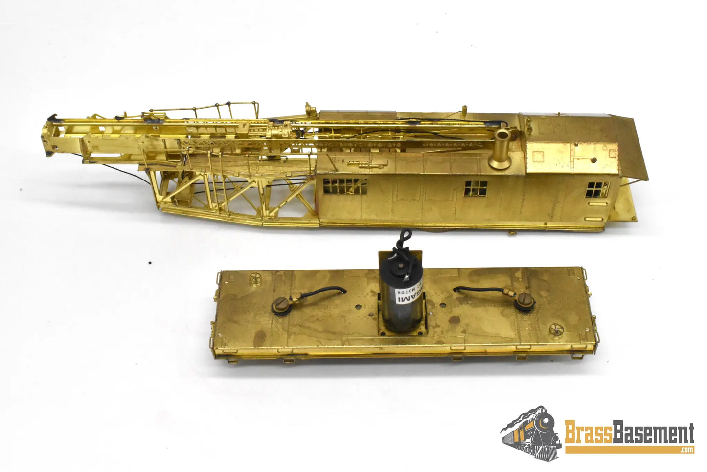 HO Brass – OMI 1327 – Union Pacific Straight-Underframe Pile Driver #03114 – Unpainted - Brass Maintenance-of-Way