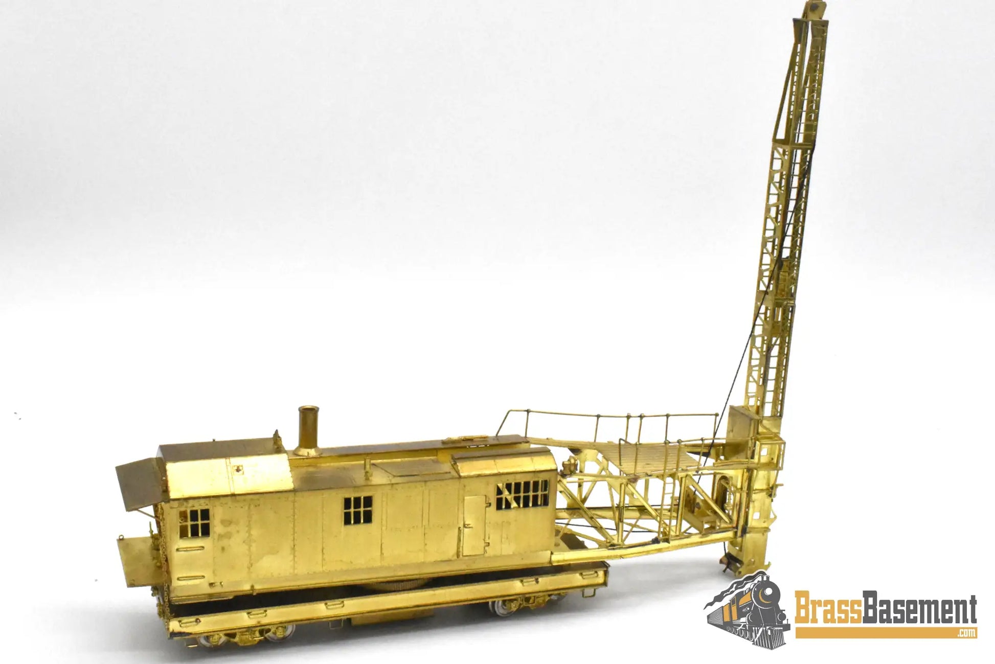 HO Brass – OMI 1327 – Union Pacific Straight-Underframe Pile Driver #03114 – Unpainted - Brass Maintenance-of-Way