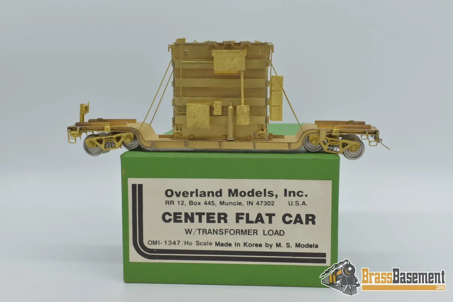Ho Brass - Omi 1347 Center Flat Car W/ Transformer Load Unpainted Freight