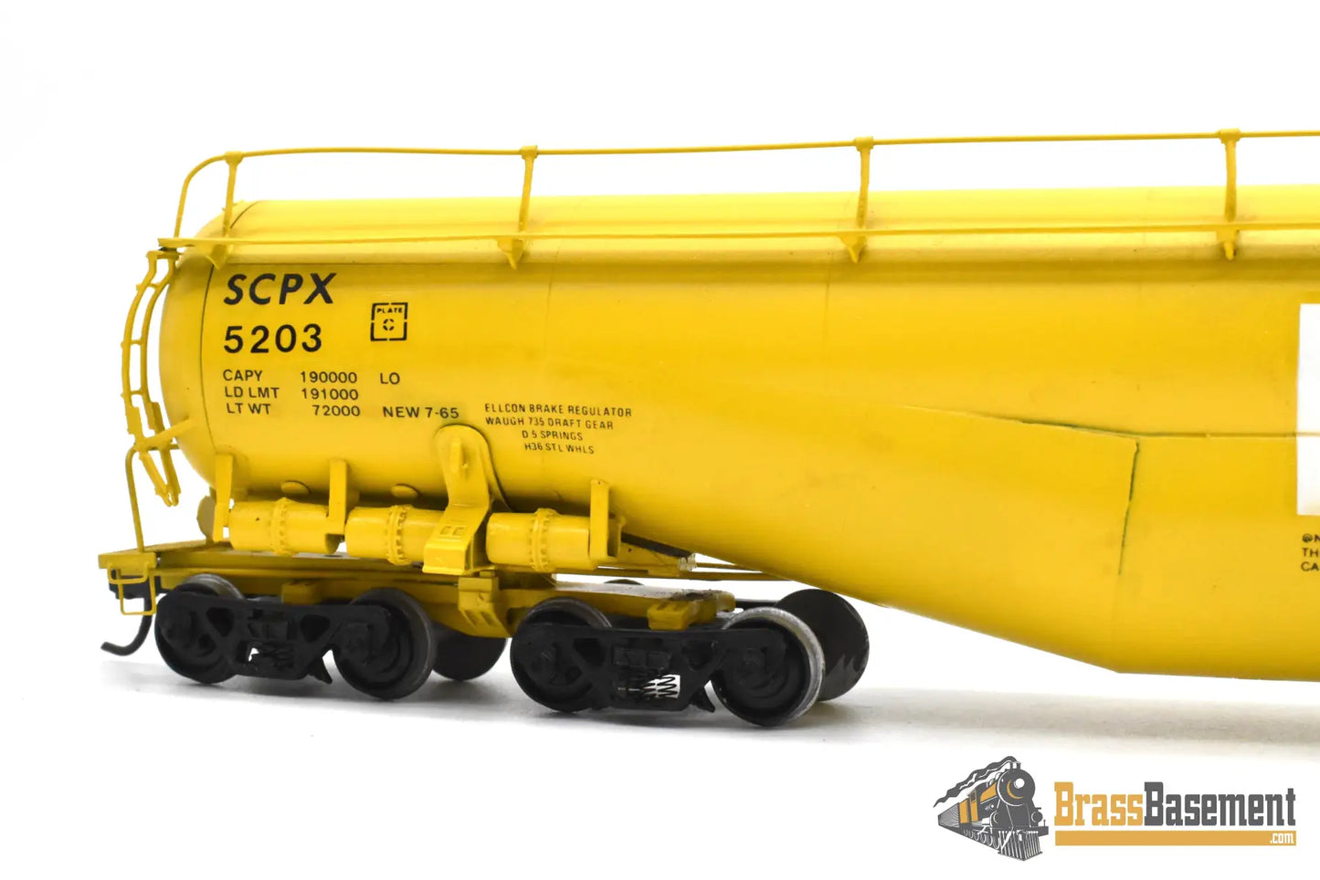 HO Brass – OMI 1352 UTLX Union Tank Car 89’ Jumbo Tank Car – Shell Plastics – Yellow Freight