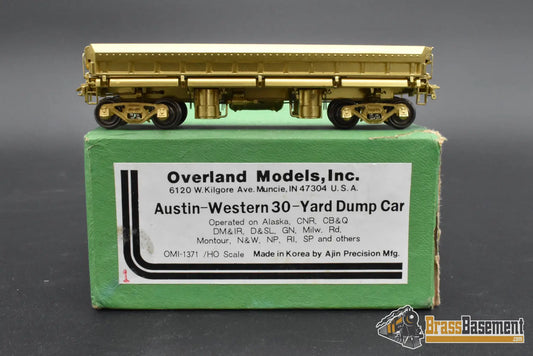 HO Brass – OMI 1371 Austin‑Western 30‑Yard Dump Car – Unpainted – Mint Maintenance of Way
