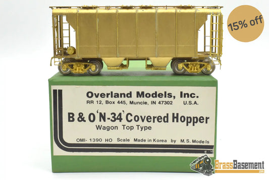 HO Brass - OMI 1390 Baltimore & Ohio B&O N-34 WagonTop Covered Hopper - MINT Unpainted Freight