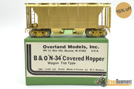 HO Brass - OMI 1390 Baltimore & Ohio B&O N-34 WagonTop Covered Hopper - MINT Unpainted Freight