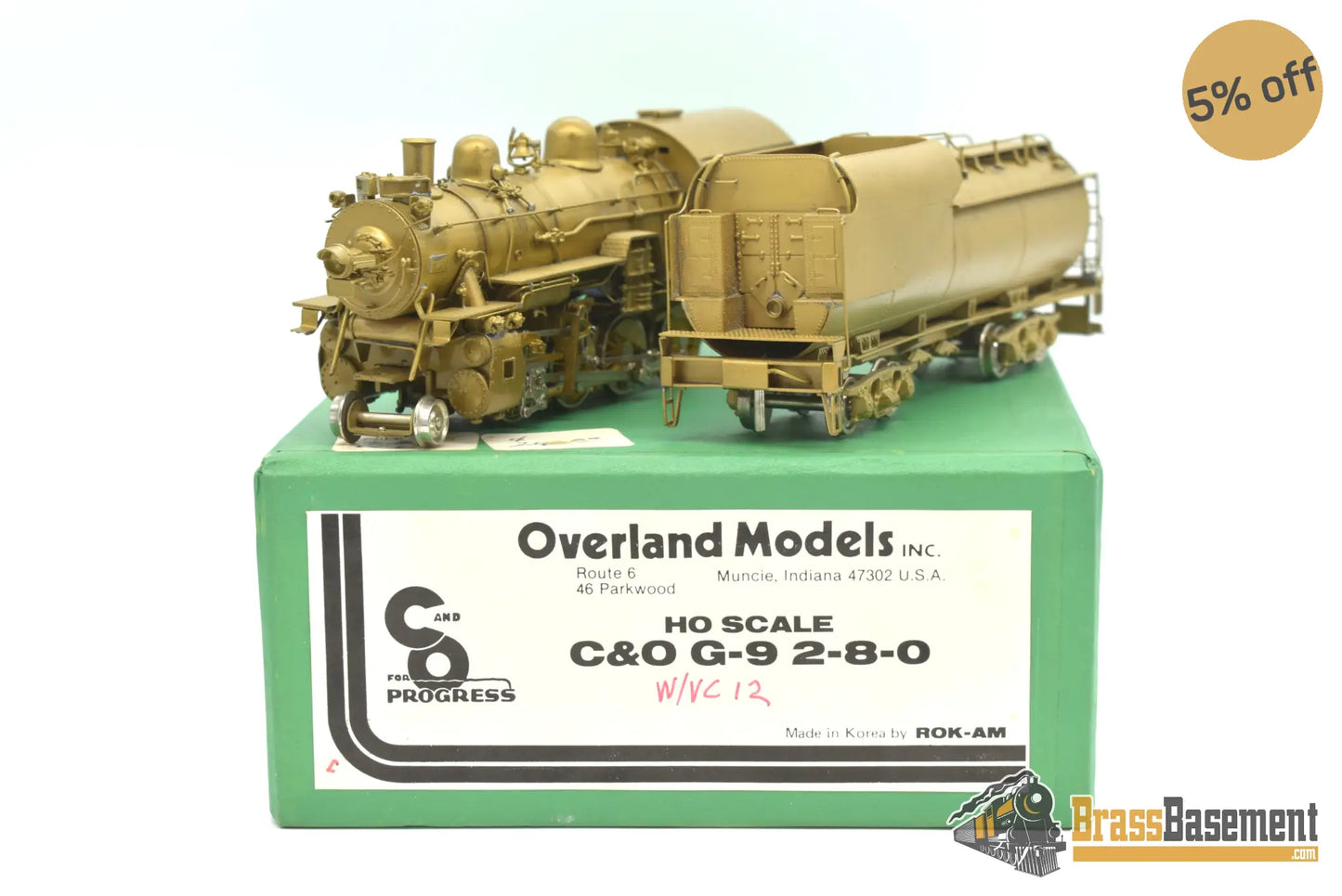 Ho Brass - Omi 1433 Chesapeake & Ohio G - 9 2 - 8 - 0 12Vc Tender Unpainted Rok - Am Steam