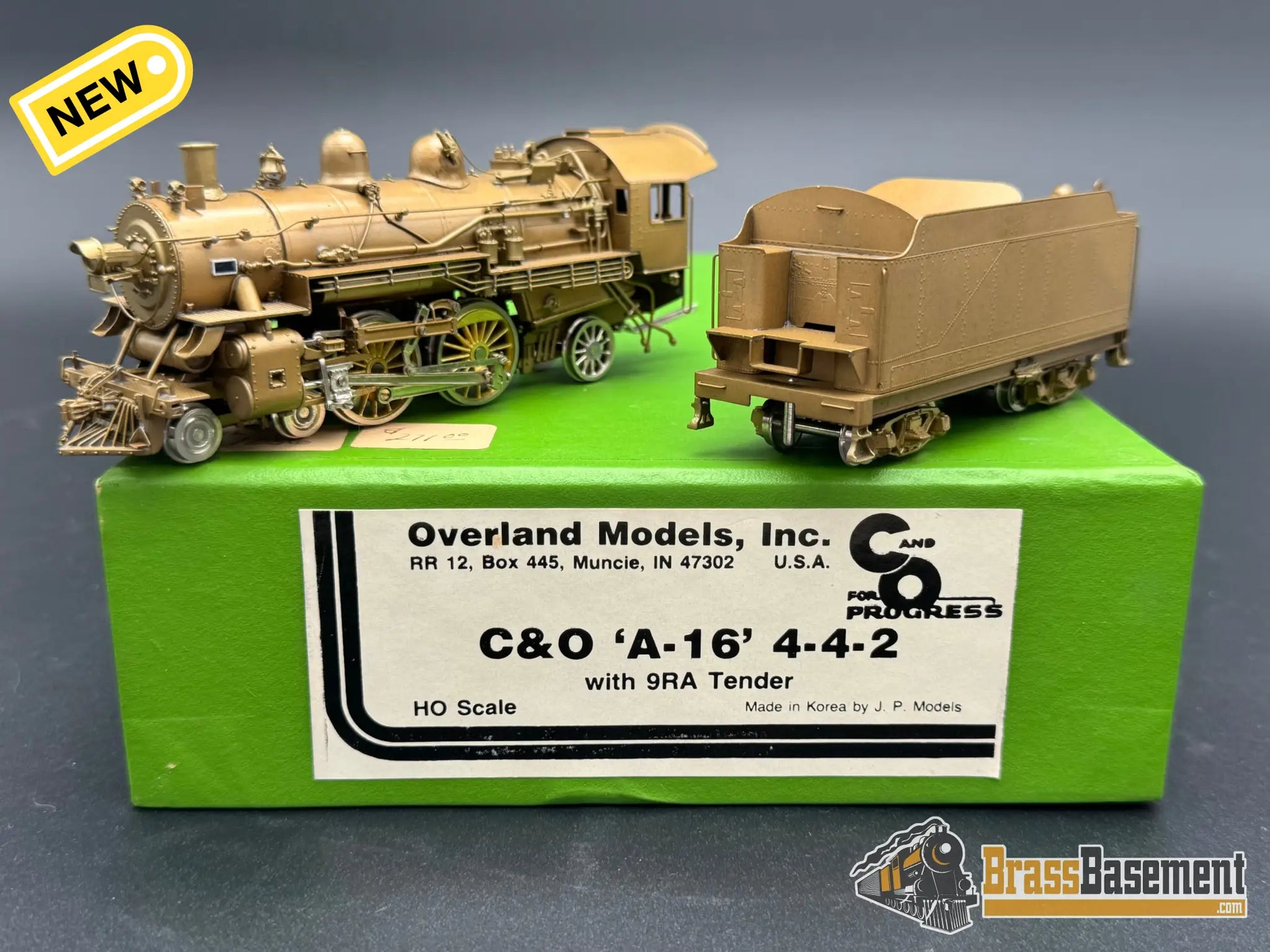 HO Brass - OMI 1435 Chesapeake & Ohio C&O A-16 4-4-2 w/ 9RA Tender - Unpainted J.P Steam