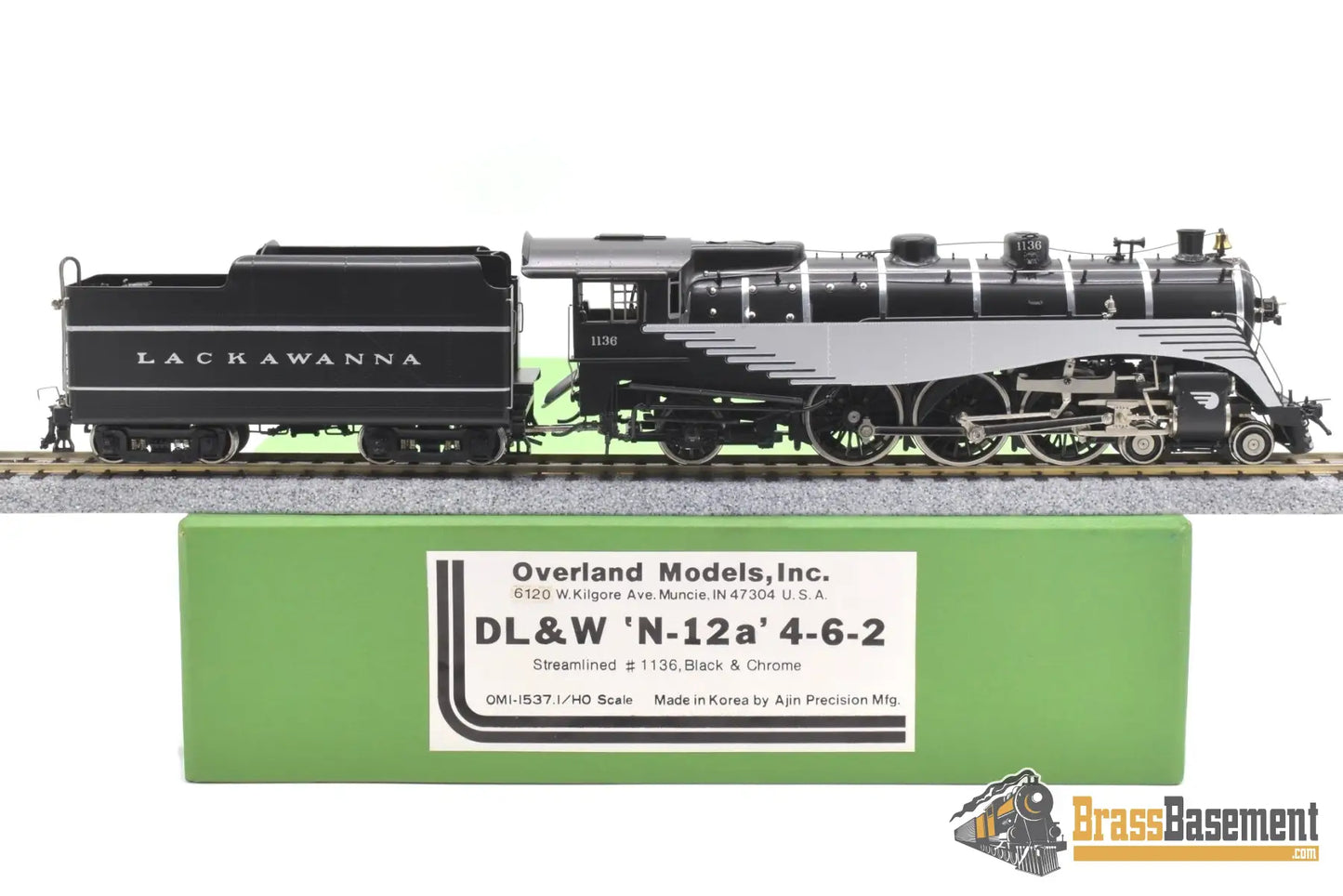 Ho Brass - Omi 1537.1 Dl&W Delaware Lackawanna & Western N-12A 4-6-2 Streamlined #1136 Black/Chrome