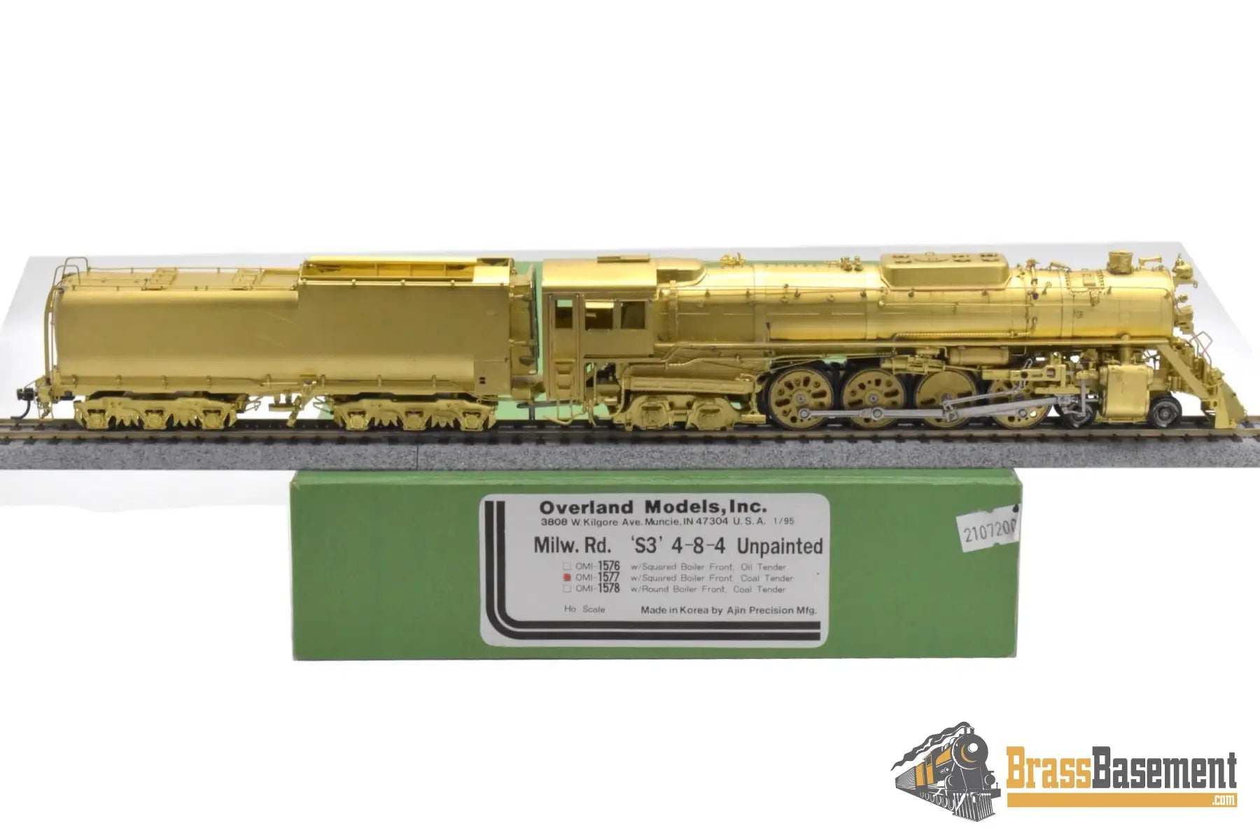 HO Brass - OMI 1577 Milwaukee Road ’S3’ 4-8-4 Northern Square Boiler Front Coal Tender - Unpainted Steam