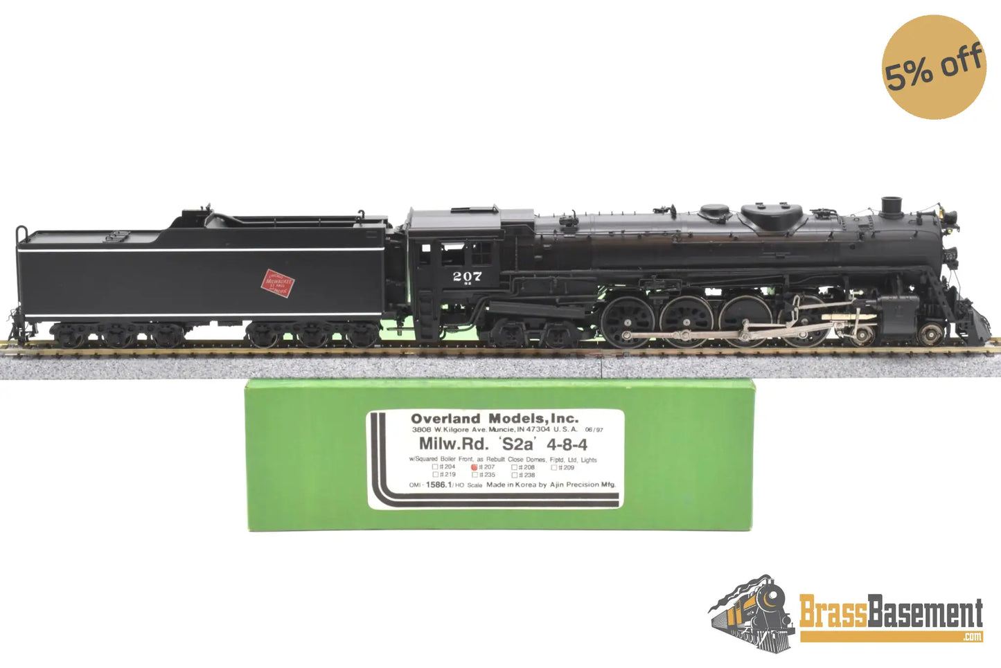 Ho Brass - Omi 1586.1 Milwaukee Road ’S2A’ 4 - 8 - 4 Northern #207 Factory Paint Steam