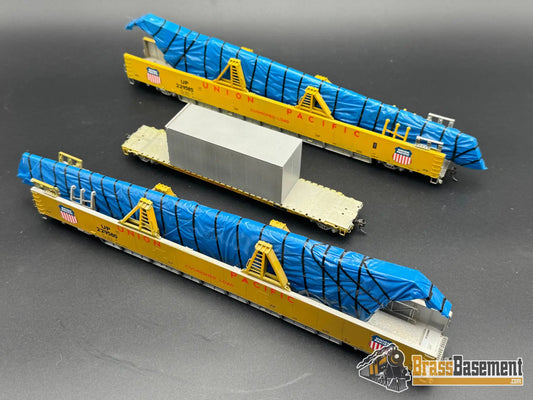 HO Brass - OMI 3005 Union Pacific UP DC-10 Wing Gondola Set w/ Idler Flat Car - Custom Paint Freight