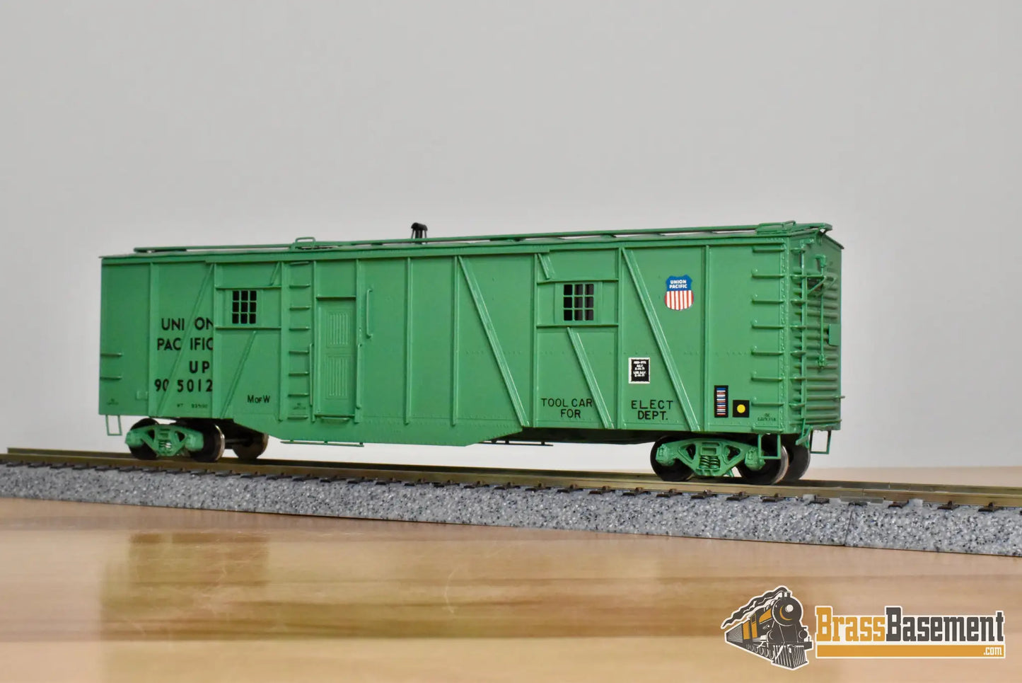 HO Brass – OMI 3008.1 – Union Pacific Tool Car #905012 – Green CPOMI - Brass Maintenance-of-Way Car