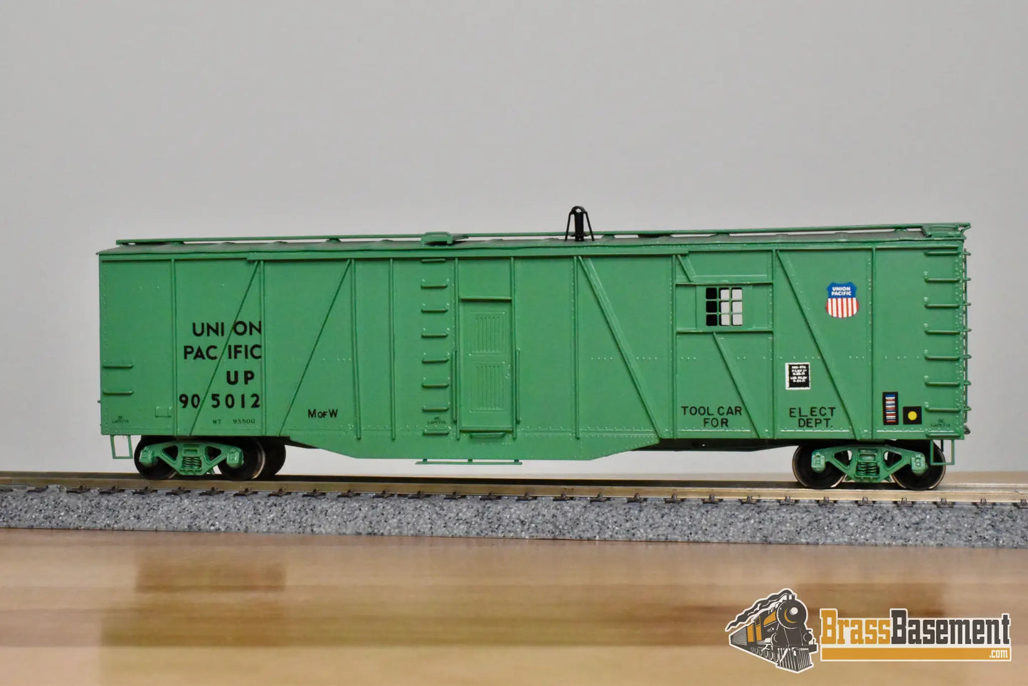 HO Brass – OMI 3008.1 – Union Pacific Tool Car #905012 – Green CPOMI - Brass Maintenance-of-Way Car