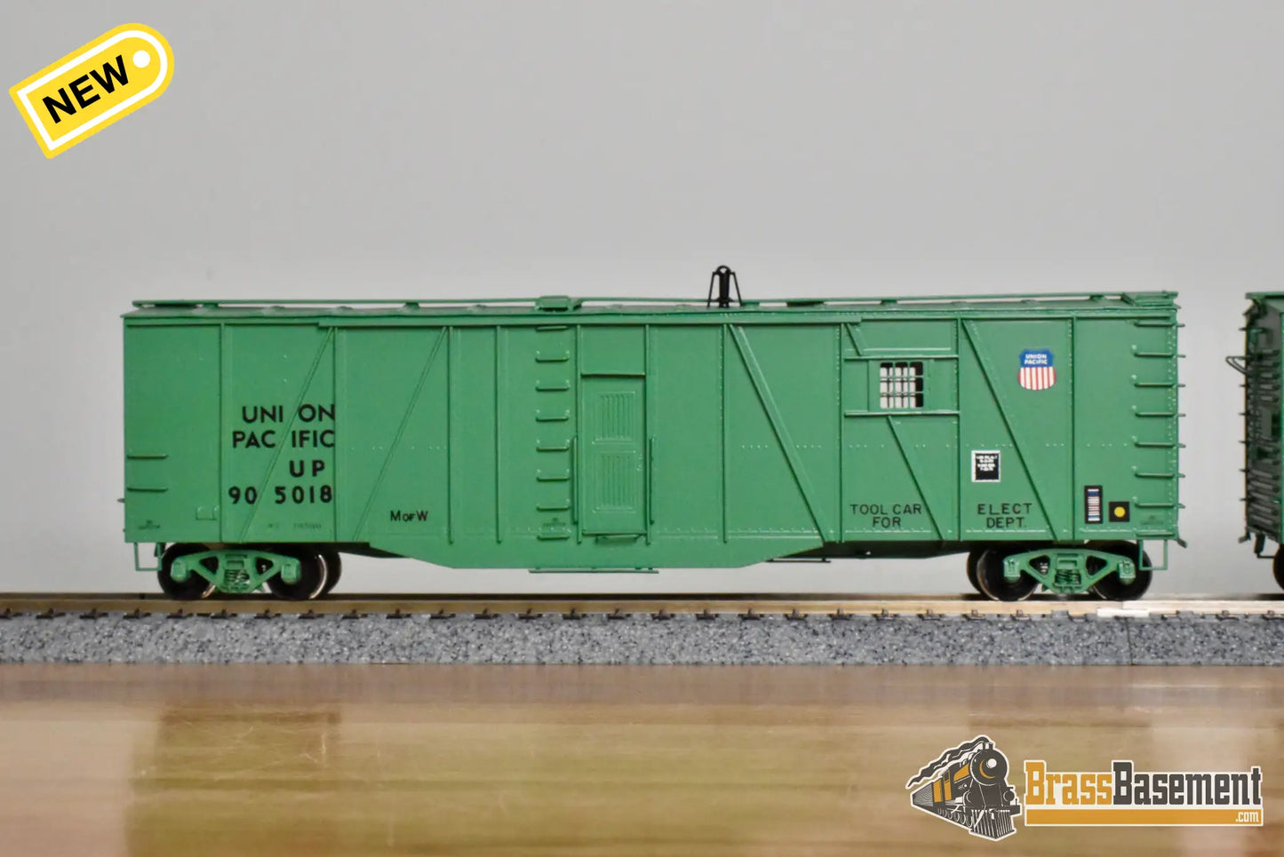 HO Brass – OMI 3008.1 – Union Pacific Tool Car #905018 – Green CPOMI - Brass Maintenance-of-Way Car