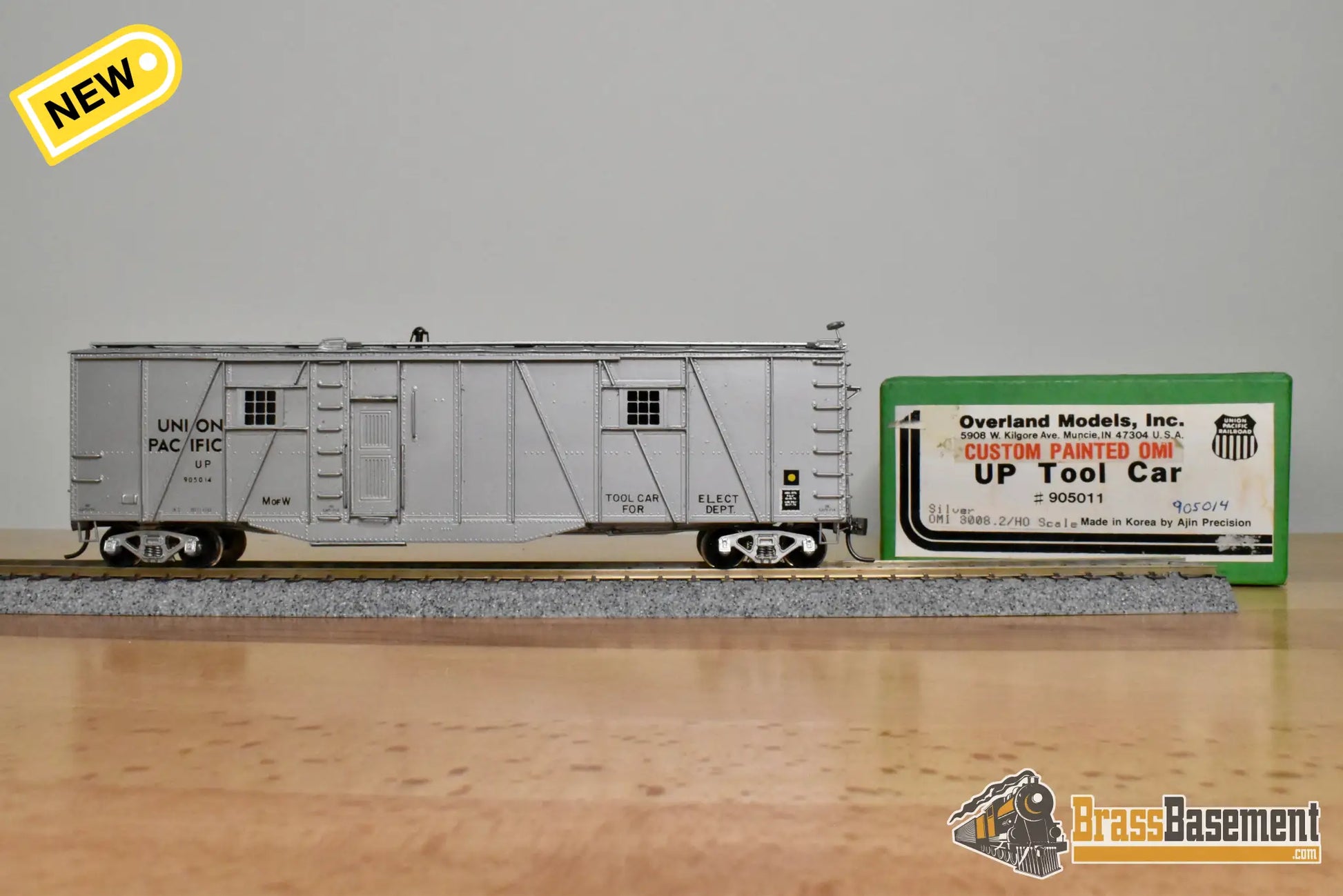 HO Brass – OMI 3008.2 – Union Pacific Tool Car #905014 – CPOMI Silver - Brass Maintenance-of-Way Car