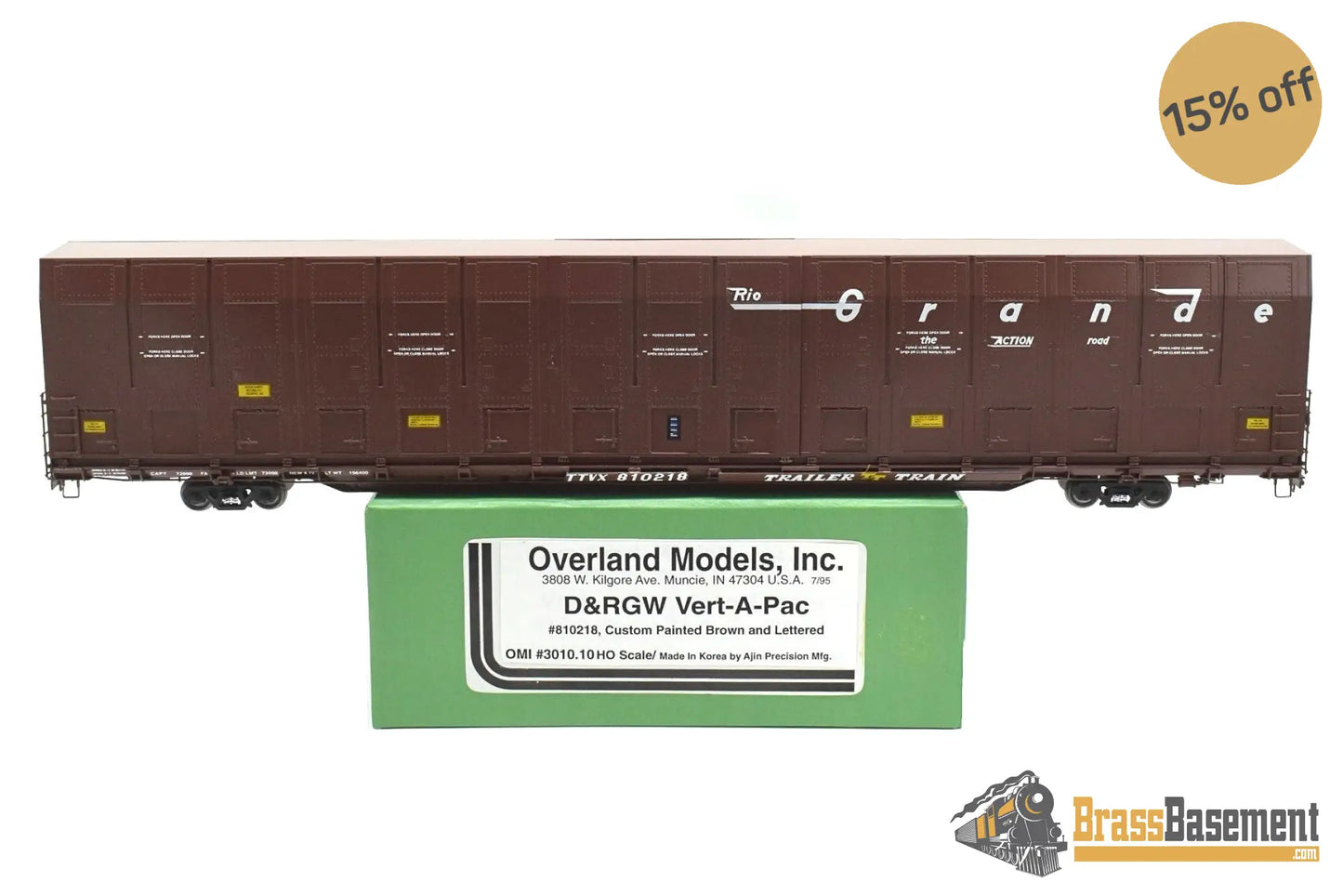 HO Brass - OMI 3010.10 Rio Grande DRGW #810218 Vert-A-Pac Auto Carrier - FP Brown Freight