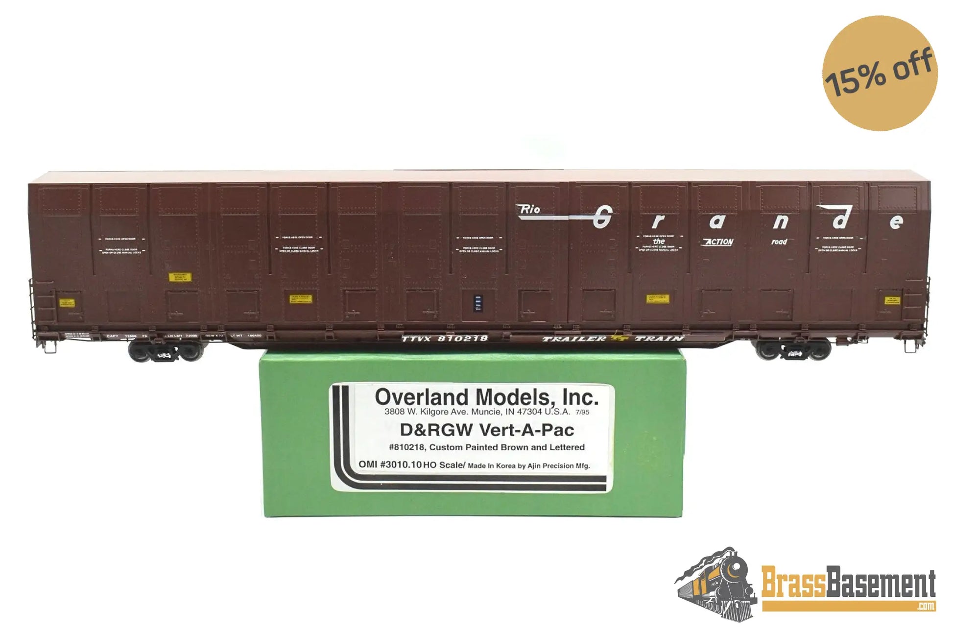 HO Brass - OMI 3010.10 Rio Grande DRGW #810218 Vert-A-Pac Auto Carrier - FP Brown Freight