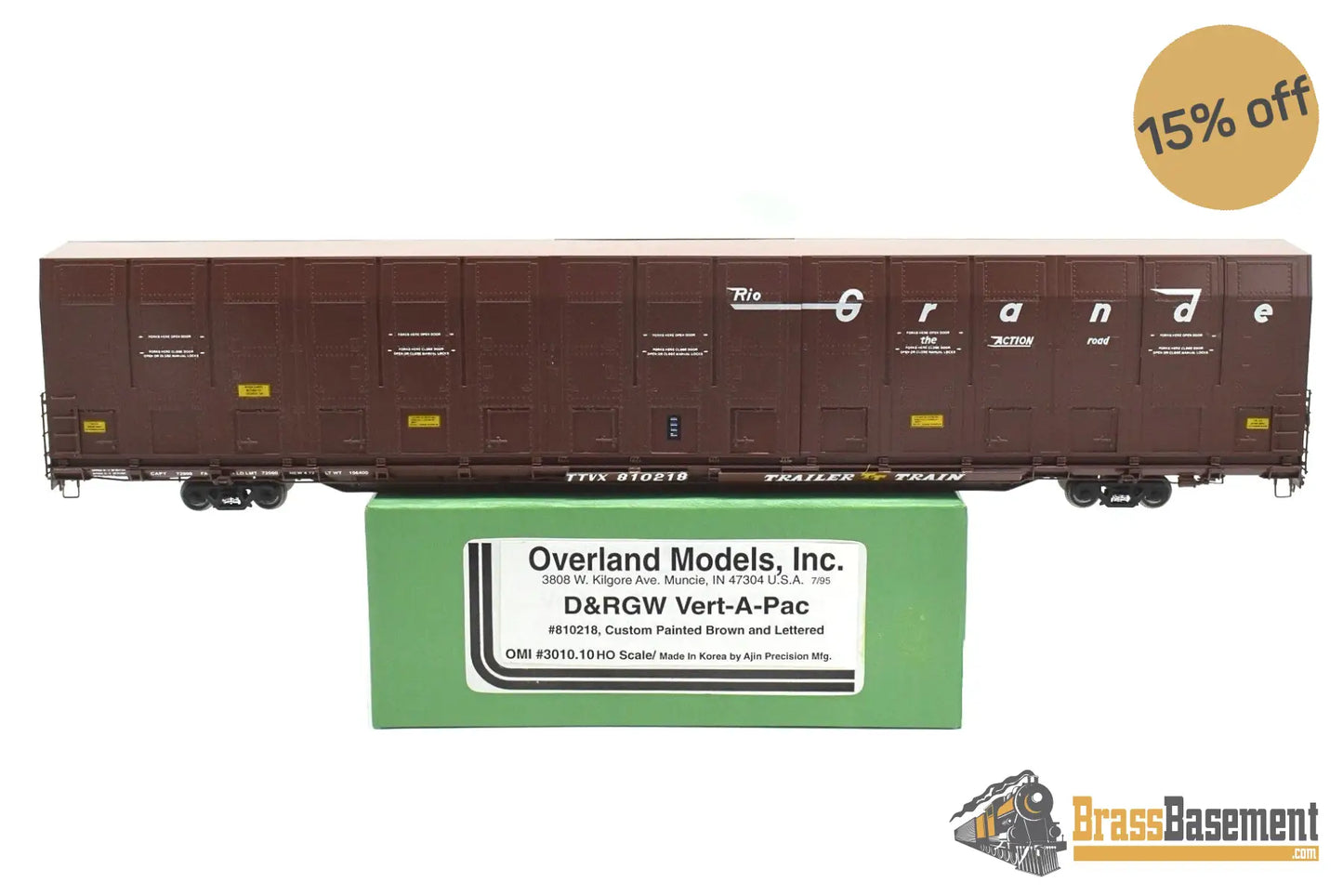 HO Brass - OMI 3010.10 Rio Grande DRGW #810218 Vert-A-Pac Auto Carrier - FP Brown Freight