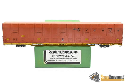 HO Brass - OMI 3010.11 Rio Grande DRGW #802152 Vert-A-Pac Auto Carrier - FP Orange Freight