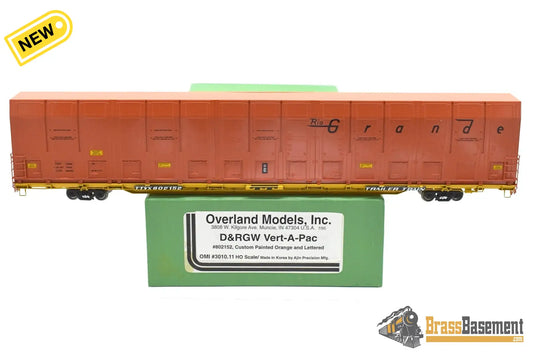 HO Brass - OMI 3010.11 Rio Grande DRGW #802152 Vert-A-Pac Auto Carrier - FP Orange Freight