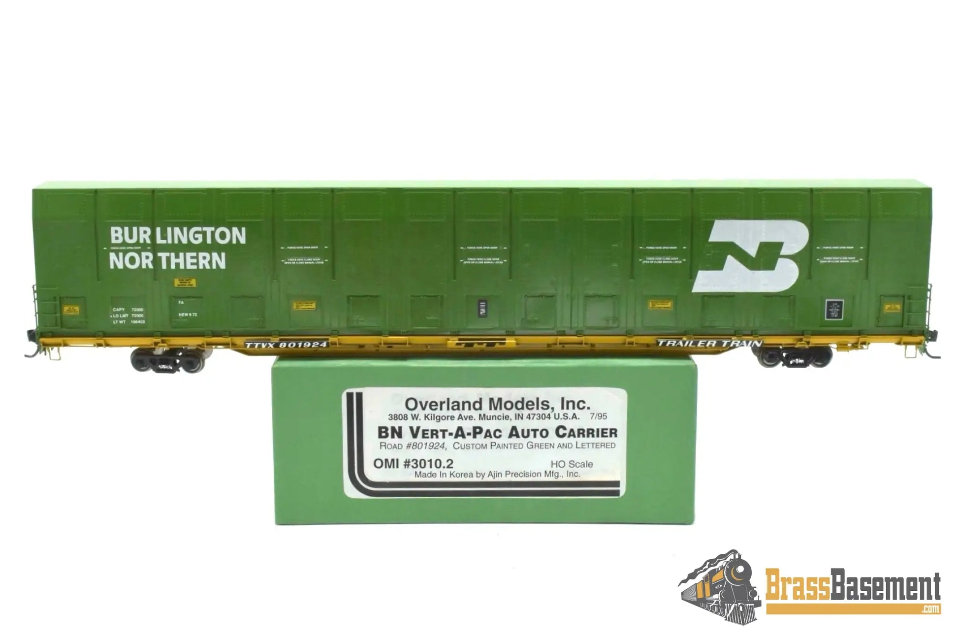HO Brass - OMI 3010.2 Burlington Northern BN #801924 Vert-A-Pac Auto Carrier - FP Green Freight