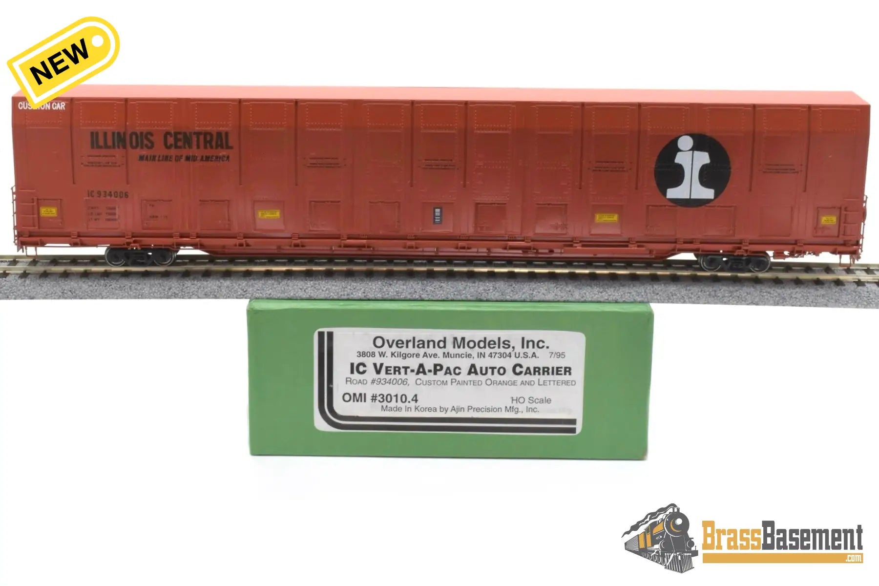 Ho Brass - Omi 3010.4 Illinois Central Ic #934006 Vert-A-Pac Auto Carrier Fp Orange Freight