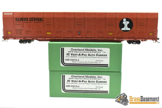 HO Brass - OMI 3010.4 Illinois Central IC Vert-A-Pac Auto Carrier - FP Orange - 2 Available Freight