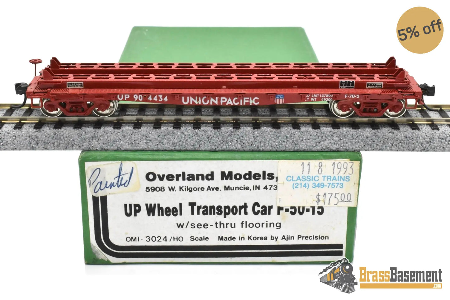 HO Brass OMI 3024.1 Union Pacific UP 42’ Wheel Transport Flat Car F 50 15 CP Freight