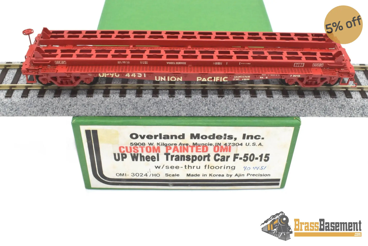 Ho Brass - Omi 3024.1 Union Pacific Up 42’ Wheel Transport Flat Car F-50-15 Cpomi Freight