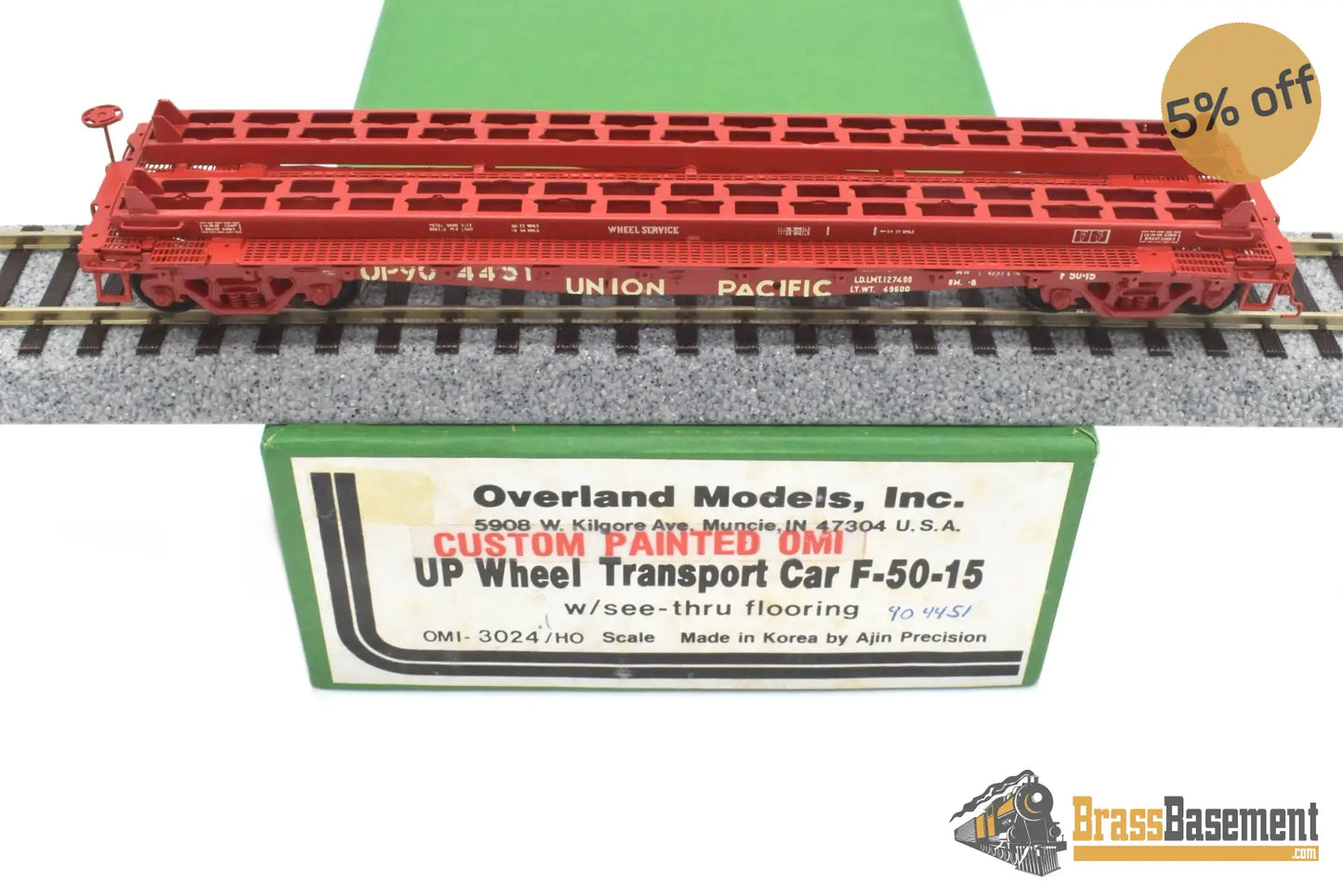 Ho Brass - Omi 3024.1 Union Pacific Up 42’ Wheel Transport Flat Car F-50-15 Cpomi Freight
