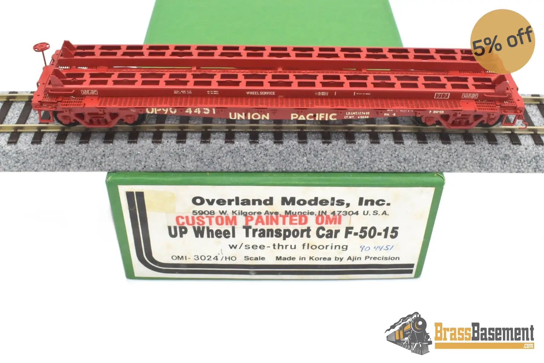 Ho Brass - Omi 3024.1 Union Pacific Up 42’ Wheel Transport Flat Car F-50-15 Cpomi Freight